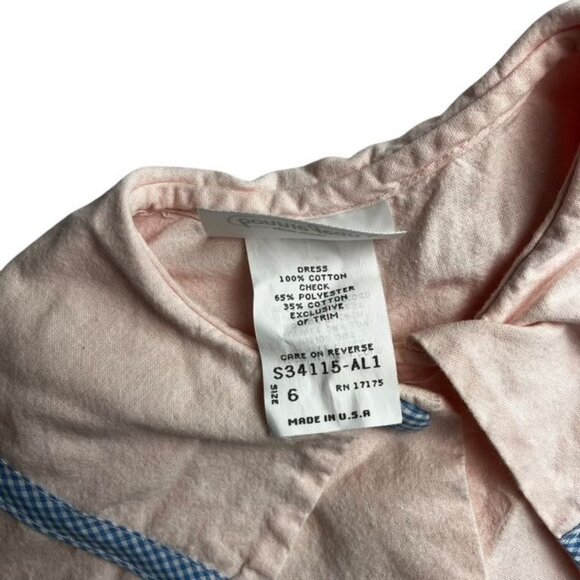 Vintage Bonnie Jean Pink and Gingham Dress Size 6 Made in USA - Picture 5 of 6